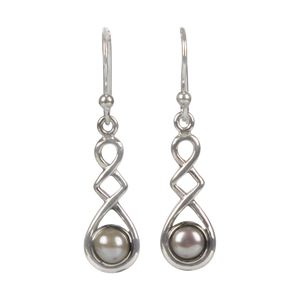 A swirly, unique and elegant pair of sterling silver Pearl earrings