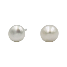 Load image into Gallery viewer, Simple Full Large Sphere Pearl Stud Earring sett on Sterling Silver.
