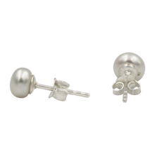 Load image into Gallery viewer, Simple Full Large Sphere Pearl Stud Earring sett on Sterling Silver.
