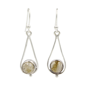 Simple Sterling Silver Teardrop drop Earring with a cabochon gemstone or Fresh Water Pearl