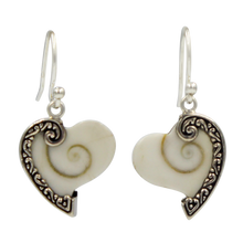 Load image into Gallery viewer, Stunning Large Sterling Silver Heart Earring with a Natural Shiva&#39;s Eye Shell
