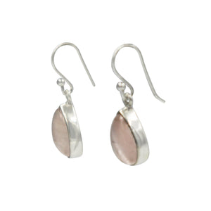 Sundari Large Tear Drop Rose Quartz gem-set silver earrings