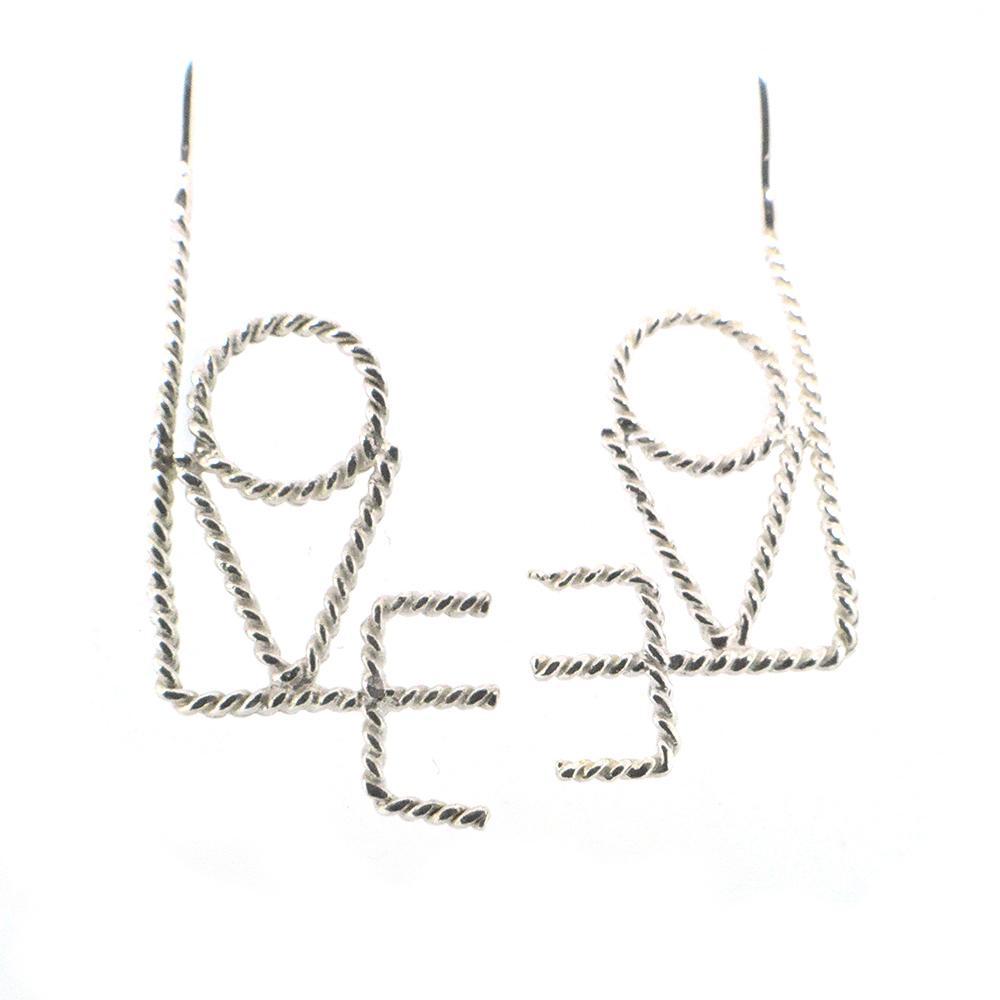 Sterling Silver Rope Wire Love Note Earring