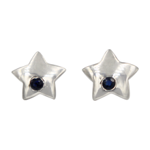Load image into Gallery viewer, Beautiful Star Shaped Sterling Silver Stud Eariing with a faceted Gemstone
