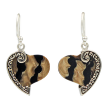 Load image into Gallery viewer, Stunning Large Sterling Silver Heart Earring with a Natural spiders Shell
