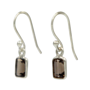 Smoky Quartz Faceted Rectangle sterling Silver Earring