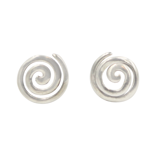 Plain Silver simple swirl Stud Earring