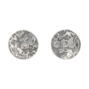 Earrings Plain Silver Stud with a printed design