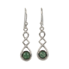 Load image into Gallery viewer, A swirly, unique and elegant pair of sterling silver Aventurine earrings
