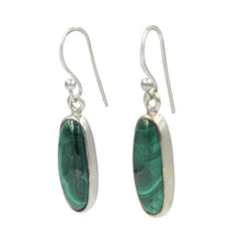 Load image into Gallery viewer, Handcrafted  drop earring with long oval shaped gemstone
