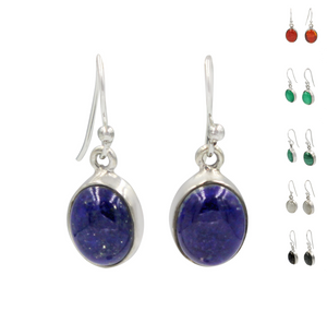 Handcrafted  drop earring with ovel shaped gemstone