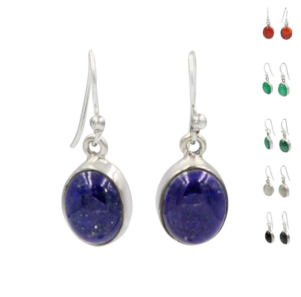 Handcrafted  drop earring with ovel shaped gemstone