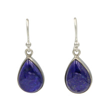 Load image into Gallery viewer, Sundari Large Tear Drop Lapis Lazuli gem-set silver earrings
