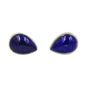 Elegant Teardrop shaped Sterling Silver Small Stud Earring with a beautiful Lapis Lazuli 