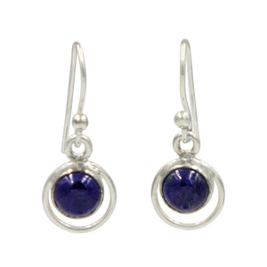 Handcrafted Sterling Silver half sphire cabochone gem-set Earring