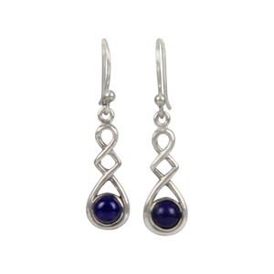 A swirly, unique and elegant pair of sterling silver Lapizlazuli earrings