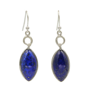 A large (18mm) marquis shaped cabochon gem-set earrings