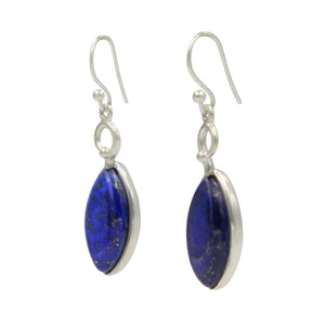 A large (18mm) marquis shaped cabochon gem-set earrings