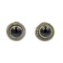 Load image into Gallery viewer, Half Sphere gemstone stud earrings with a handcrafted sterling silver surround
