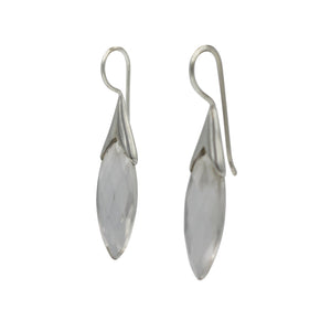 Handcrafted flower bud sterling silver earring with a beautiful large faceted crystal