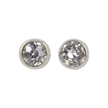 Load image into Gallery viewer, High Bezel Setting Sterling Silver Gem-set Stud Earring
