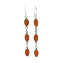 Load image into Gallery viewer, Handcrafted sequential drop earring with falling 6 Carnelian gemstones
