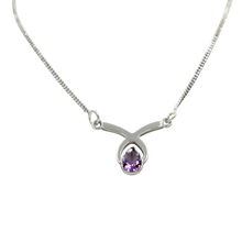 Load image into Gallery viewer, Simple Celtic Necklace with a faceted Amethyst gemstone
