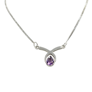 Simple Celtic Necklace with a faceted Amethyst gemstone