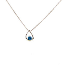 Load image into Gallery viewer, Teardrop sterling silver necklace with a faceted Blue Sky Cubic Zirconia 
