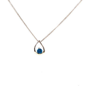 Teardrop sterling silver necklace with a faceted Blue Sky Cubic Zirconia 