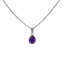 Load image into Gallery viewer, Delicate small teardrop cabochon gemstone pendant set in a thin bezel setting
