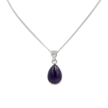 Load image into Gallery viewer, Beautiful large teardrop cabochon Amethyst gemstone pendant set on a deep bezel setting
