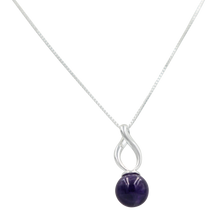 Load image into Gallery viewer, Twist shaped pendant with a full sphere Amethyst gemstone
