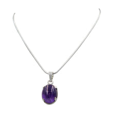 Load image into Gallery viewer, Sterling silver snake chain and pendant with Amethyst
