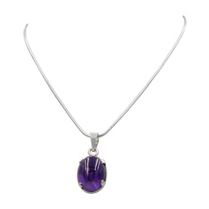 Sterling silver snake chain and pendant with Amethyst