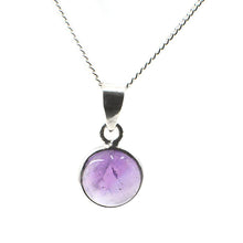 Load image into Gallery viewer, Sterling Silver simple Round pendant with a half sphere cabuchone gemstone or a Pearl

