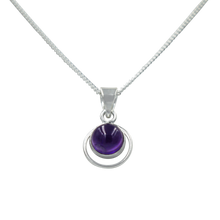 Load image into Gallery viewer, Round Sterling Silver Pendent with a Amethyst gemstone
