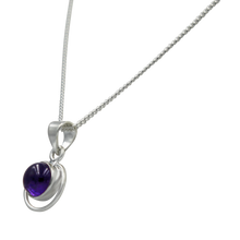 Load image into Gallery viewer, Round Sterling Silver Pendent with a Cabochon Amethyst gemstone
