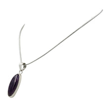 Load image into Gallery viewer, Long oval shaped cabochon Amethyst pendant
