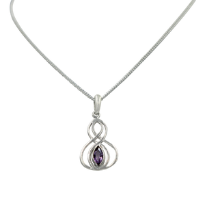 Double Infinity Pendant with a faceted Amethyst