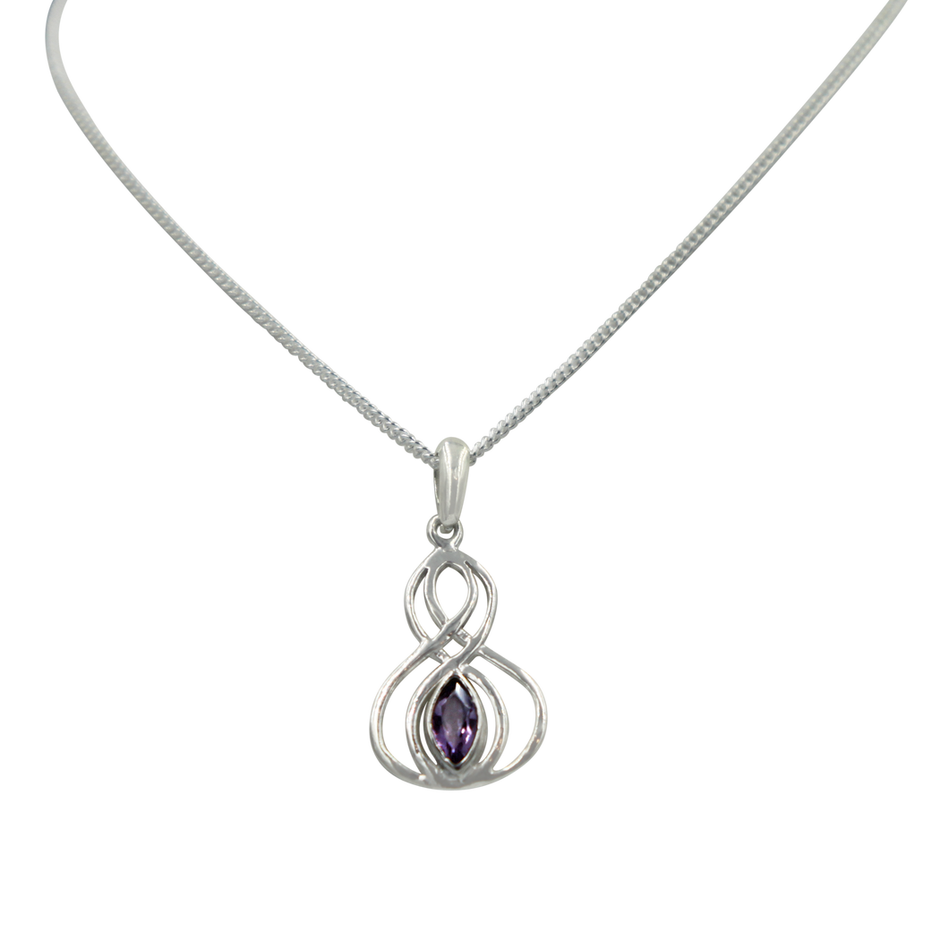 Double Infinity Pendant with a faceted Amethyst