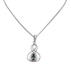 Double Infinity Pendant with a faceted Blue Topaz