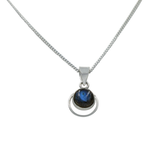 Load image into Gallery viewer, Round Sterling Silver Pendent with a Labradorite Cabochon gemstone
