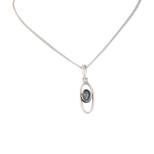 Load image into Gallery viewer, Stylish long oval pendant with a similarly oval shaped gemstone
