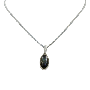 Sterling Silver Pendant with a Lozenge shape Labradorite Cabochon gemstone
