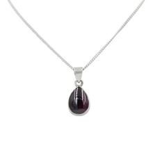 Load image into Gallery viewer, Beautiful large teardrop cabochon Garnet gemstone pendant set on a deep bezel setting
