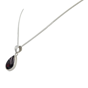 Beautiful large teardrop cabochon ~Garnet gemstone pendant set on a deep bezel setting