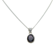Load image into Gallery viewer, Cute oval faceted Garnet pendant set on a deep bezel setting
