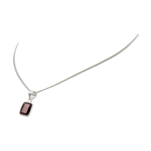 Load image into Gallery viewer, A simple and dainty gem-set square pendant presented on a sterling Silver chain
