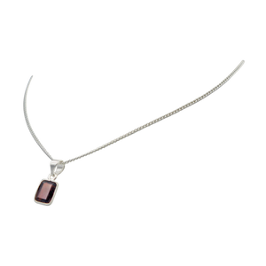 A simple and dainty gem-set square pendant presented on a sterling Silver chain